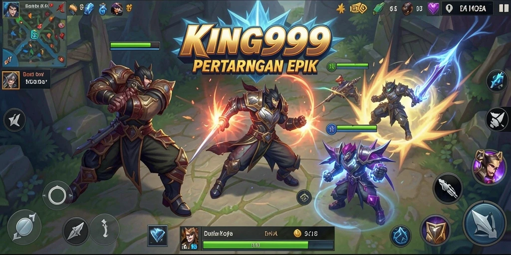 Gameplay mendebarkan dari KING999 dalam pertempuran taktis.
