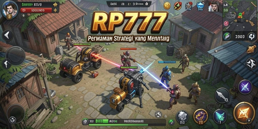 Screenshot gameplay RP777 yang menampilkan pertempuran strategi penuh aksi.